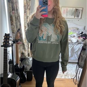 MTV BRAND FOREST GREEN COMFY COTTONBLEND CREWNECK